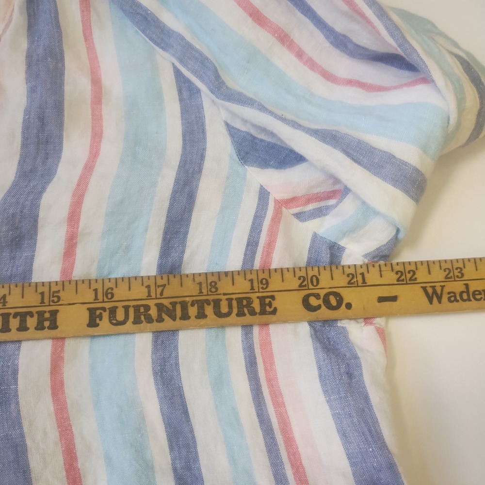 LL Bean Linen Tunic Top Women's L Striped Coastal Beachy Nautical - Picture 8 of 9